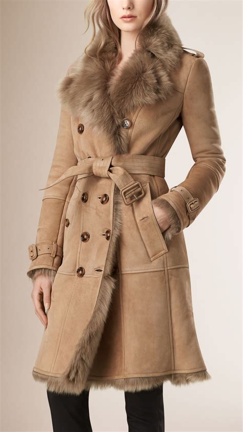 burberry womens shearling jacket|burberry shearling coats women's.